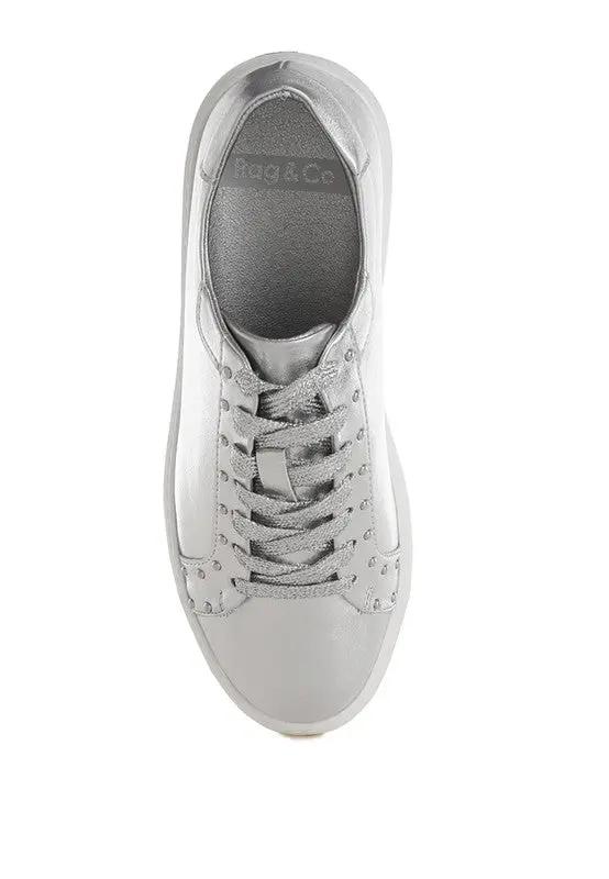 Cincinati Metallic Pleather Chunky Sneakers for Comfort - Love Salve